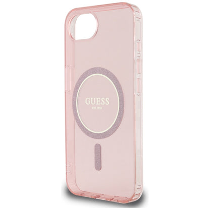 MagSafe hoesje voor Apple iPhone 16e, Guess, IML Glitter Circle, Roze