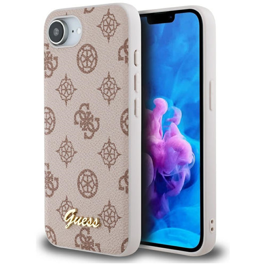 MagSafe hoesje voor Apple iPhone 16e, Guess, Peony Script, Bruin