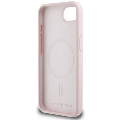 MagSafe hoesje voor Apple iPhone 16e, Karl Lagerfeld, Siliconen Karl & Choupette's Hoofden, Roze