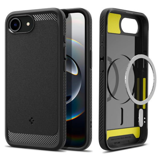 MagSafe hoesje voor Apple iPhone 17e / 16e, Spigen, Rugged Armor, Matzwart