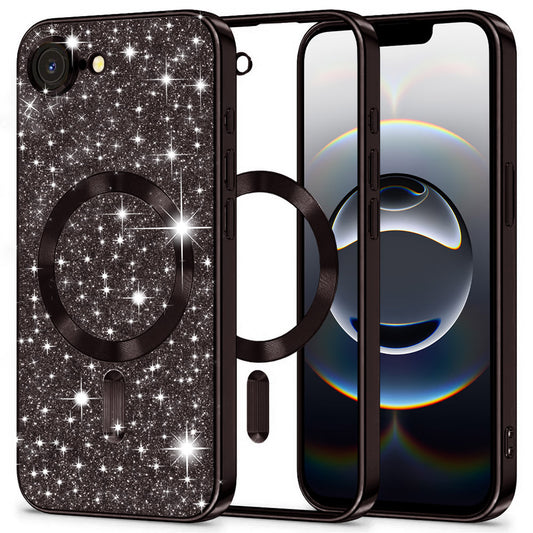 MagSafe-hoesje voor Apple iPhone 17e / 16e, Techsuit, Luxury Glitter, Zwart