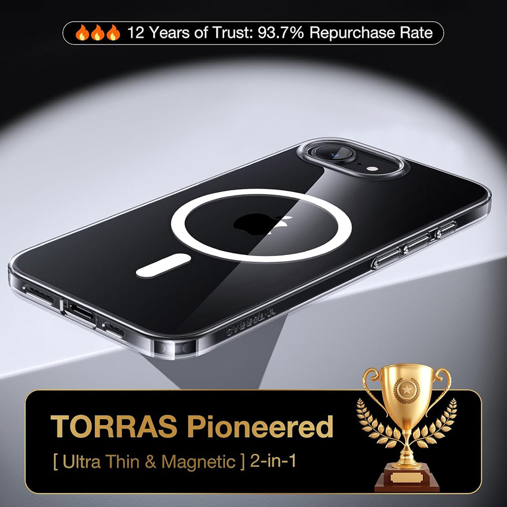 MagSafe hoes voor Apple iPhone 17e / 16e, Torras, OriginFit, Transparant