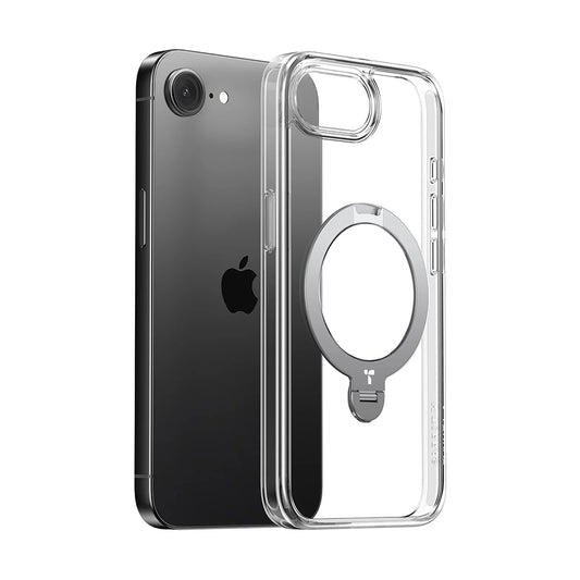 MagSafe hoesje voor Apple iPhone 17e / 16e, Torras, Ostand Spin, Transparant