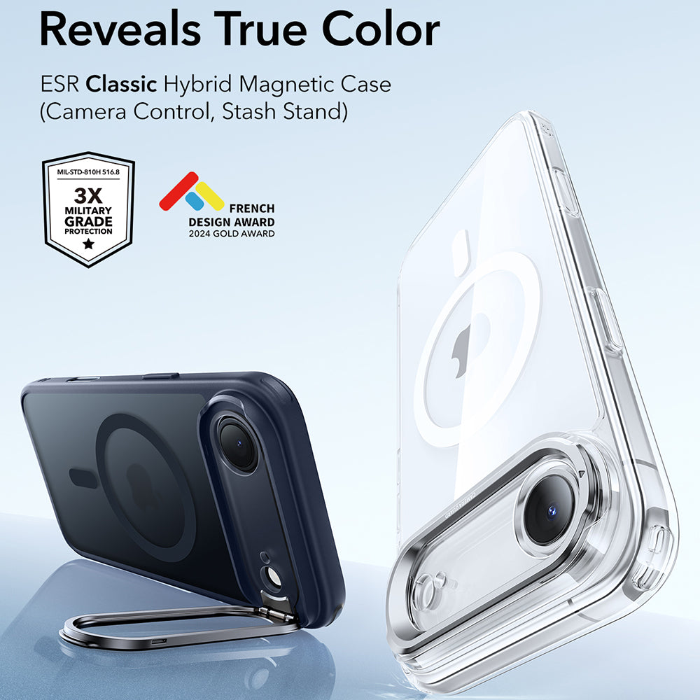 MagSafe hoesje voor Apple iPhone 17 Air, ESR, Classic Hybrid Kickstand, Satijnblauw