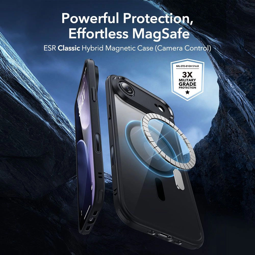 MagSafe hoes voor Apple iPhone 17 Air, ESR, Classic Hybrid met schermbeschermer, Transparant Zwart