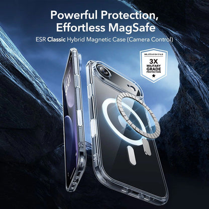 MagSafe hoes voor Apple iPhone 17 Air, ESR, Classic Hybrid met schermbeschermer, Transparant