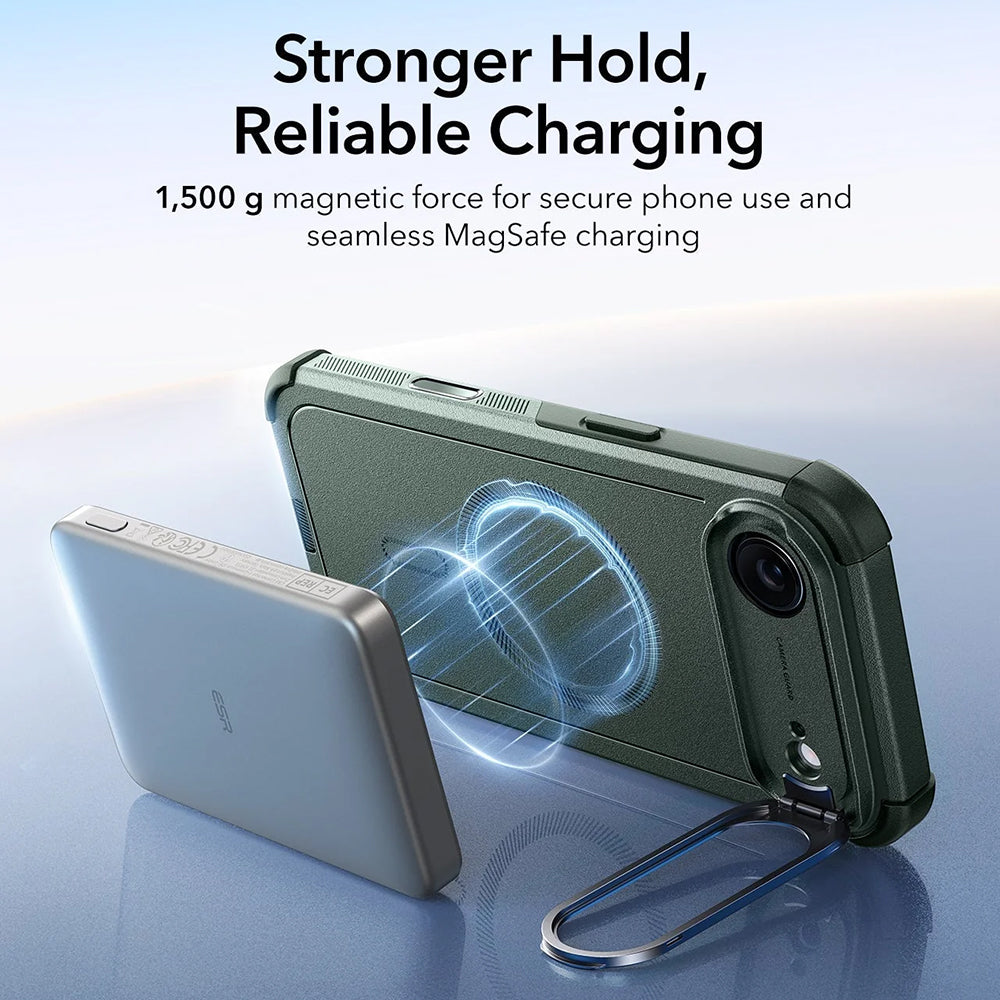 MagSafe hoes voor Apple iPhone 17 Air, ESR, Cyber Armor Kickstand, Groen