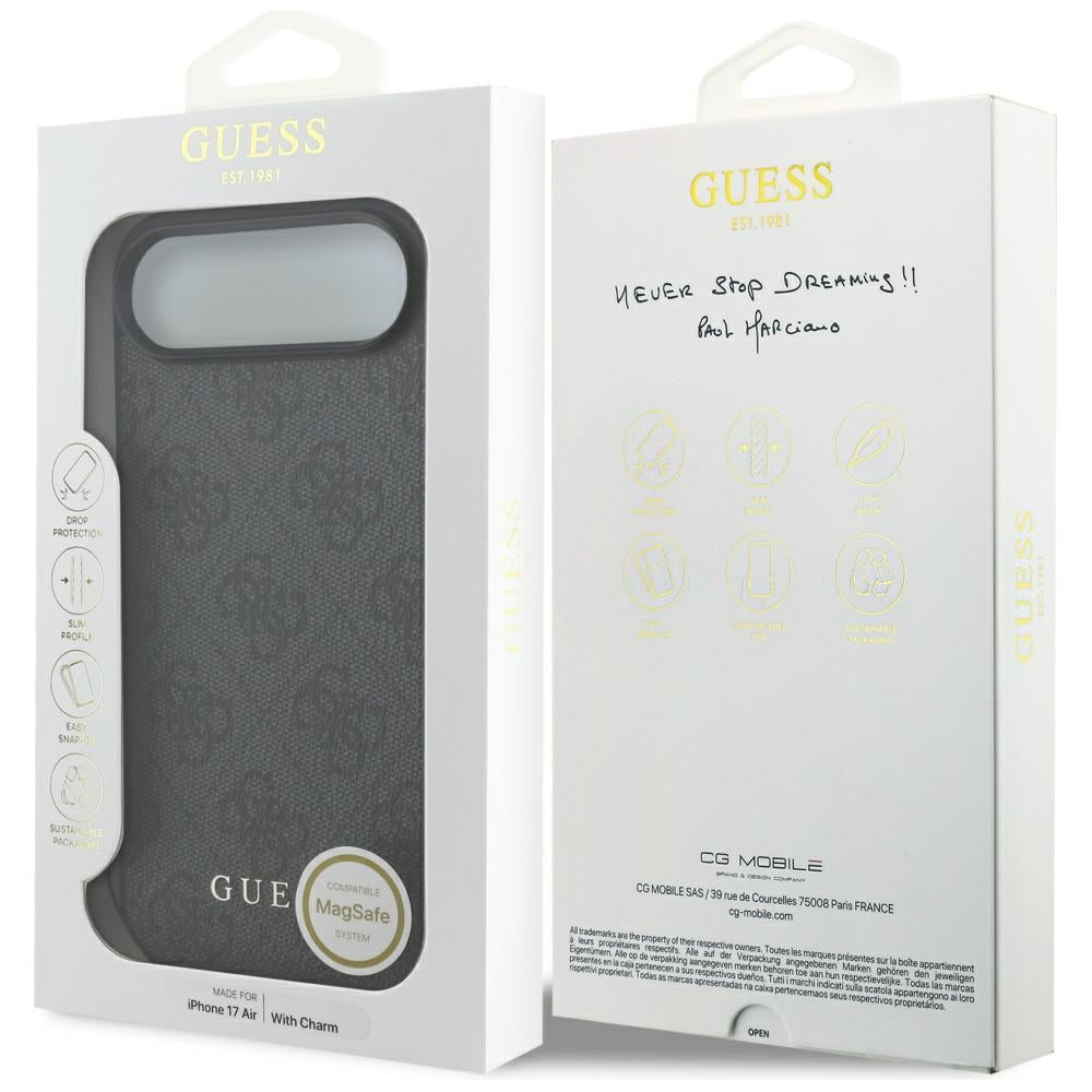 MagSafe hoesje voor Apple iPhone 17 Air, Guess, 4G Charm Cradle, Zwart