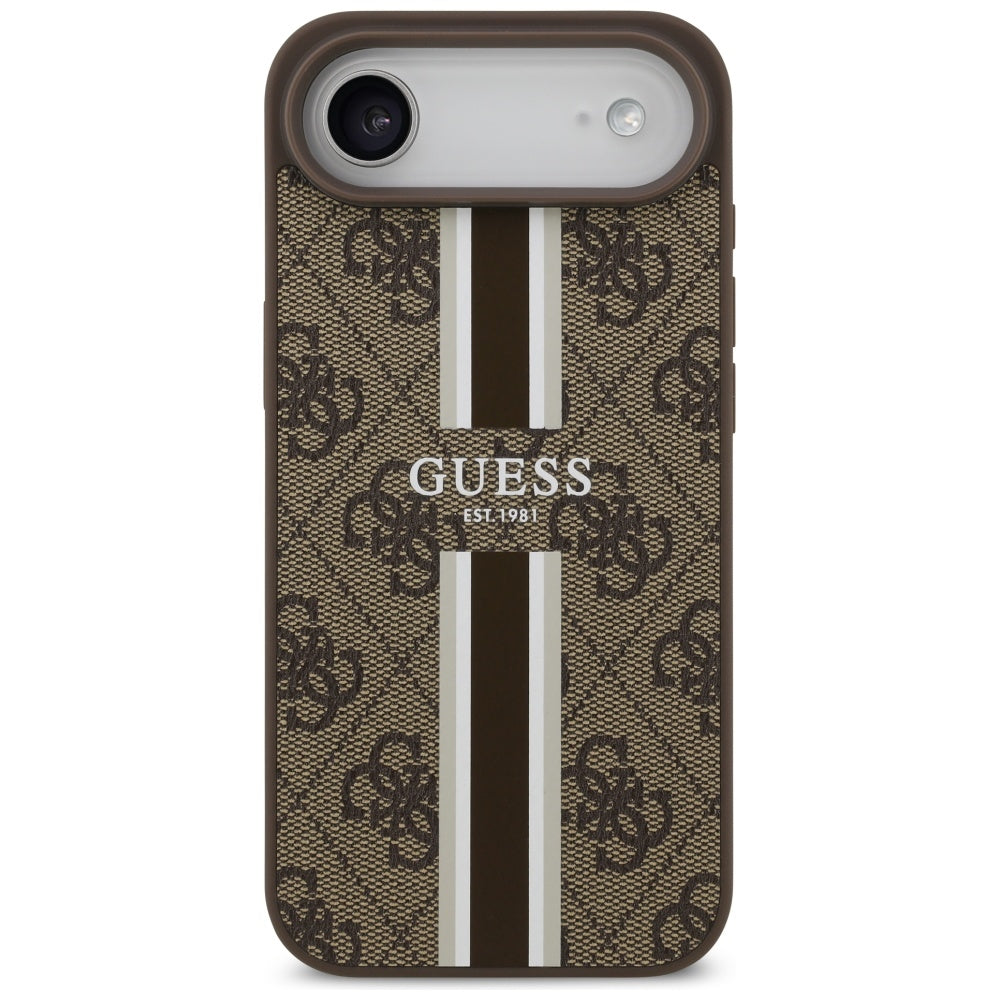 MagSafe hoesje voor Apple iPhone 17 Air, Guess, 4G Printed Stripes, Bruin