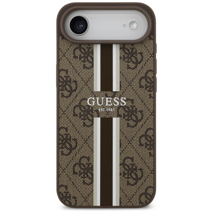 MagSafe hoesje voor Apple iPhone 17 Air, Guess, 4G Printed Stripes, Bruin