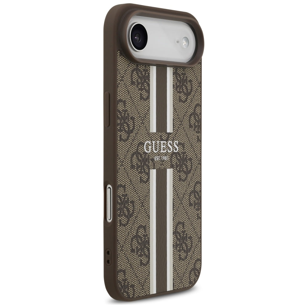 MagSafe hoesje voor Apple iPhone 17 Air, Guess, 4G Printed Stripes, Bruin
