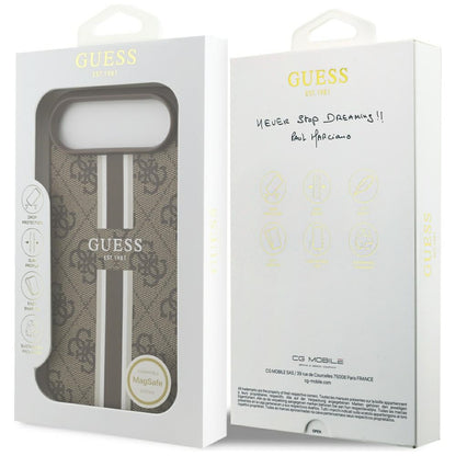 MagSafe hoesje voor Apple iPhone 17 Air, Guess, 4G Printed Stripes, Bruin