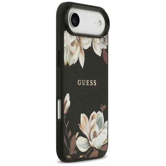 MagSafe hoes voor Apple iPhone 17 Air, Guess, Grained Flowers, Zwart