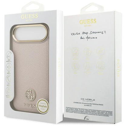 MagSafe hoesje voor Apple iPhone 17 Air, Guess, Grained Strass Logo, Roze