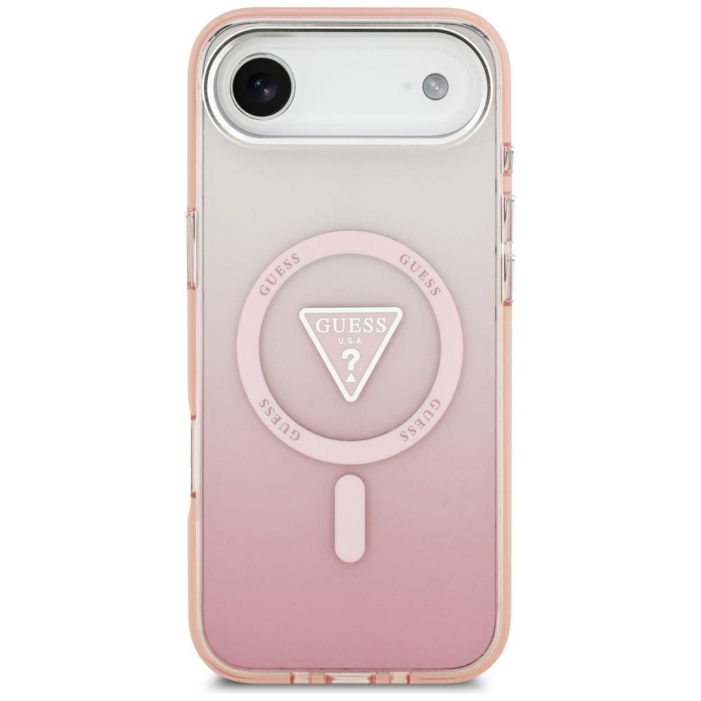 MagSafe hoesje voor Apple iPhone 17 Air, Guess, IML Gradient Triangle Logo, Roze