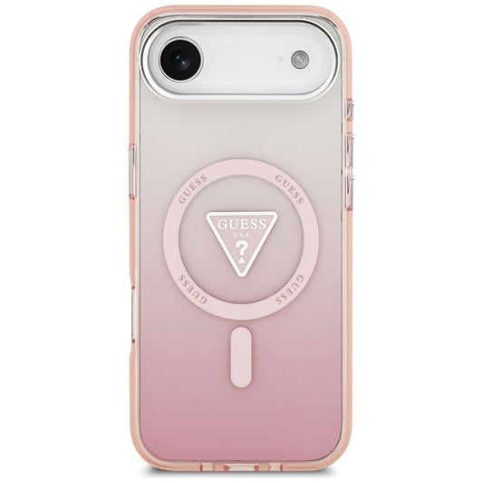 MagSafe hoesje voor Apple iPhone 17 Air, Guess, IML Gradient Triangle Logo, Roze