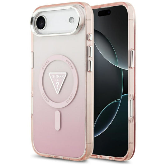 MagSafe hoesje voor Apple iPhone 17 Air, Guess, IML Gradient Triangle Logo, Roze