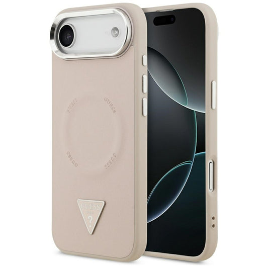 MagSafe hoesje voor Apple iPhone 17 Air, Guess, Triangle Logo, Roze Zilver