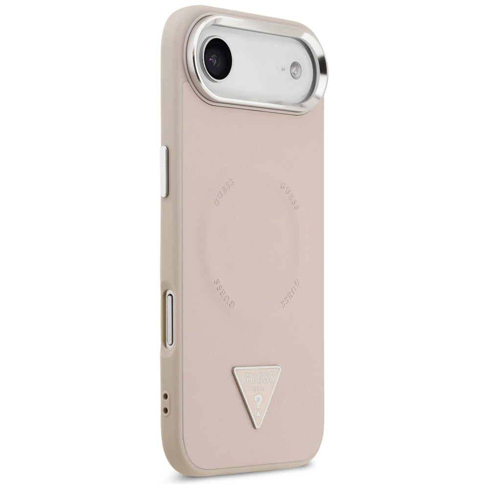MagSafe hoesje voor Apple iPhone 17 Air, Guess, Triangle Logo, Roze Zilver