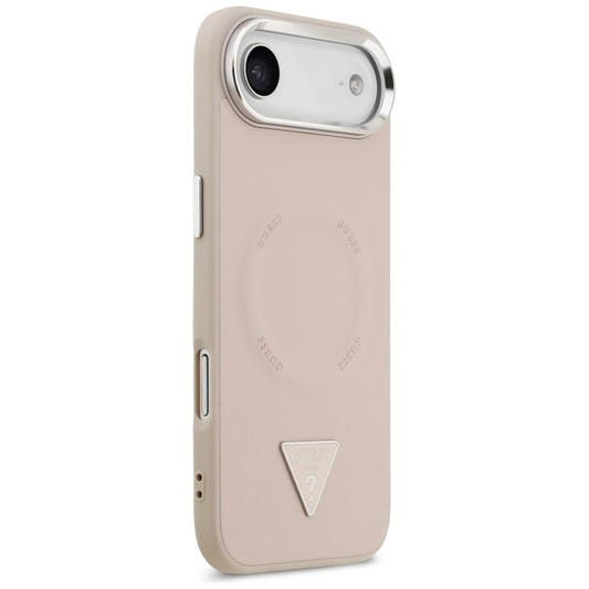 MagSafe hoesje voor Apple iPhone 17 Air, Guess, Triangle Logo, Roze Zilver