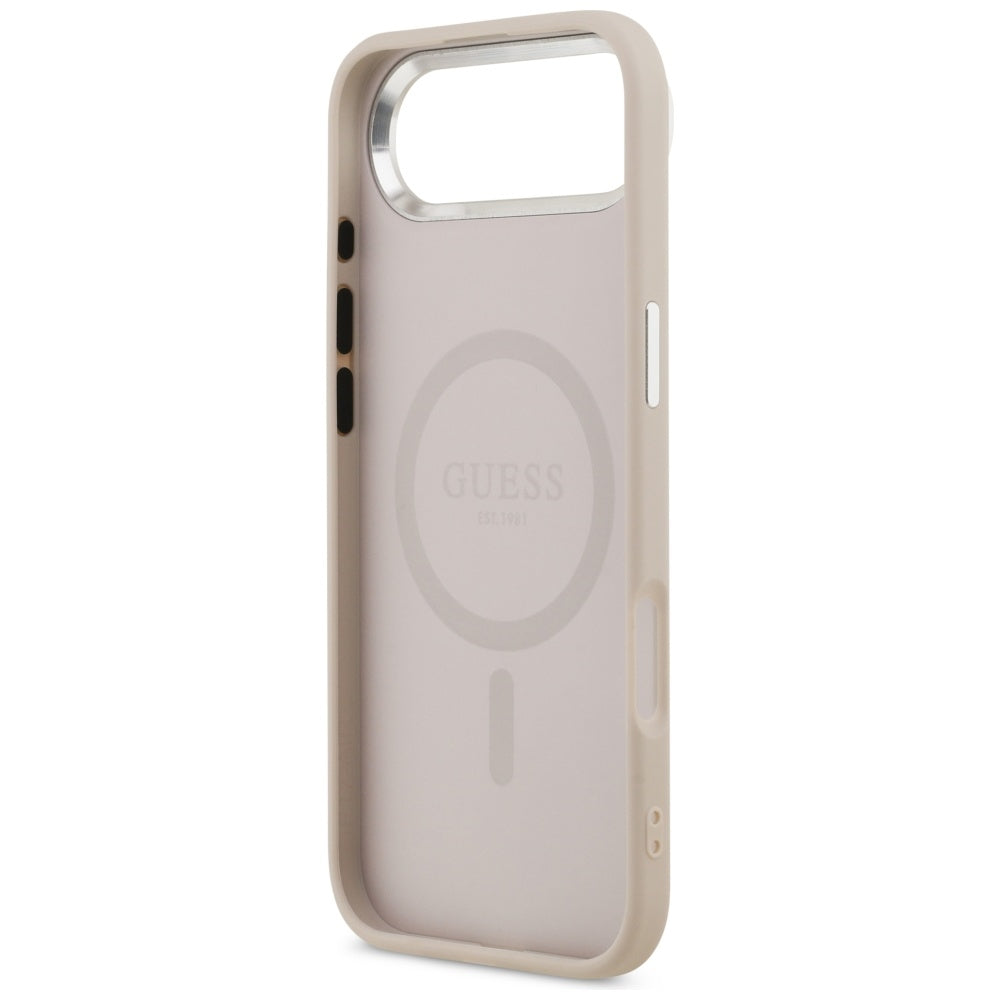 MagSafe hoesje voor Apple iPhone 17 Air, Guess, Triangle Logo, Roze Zilver