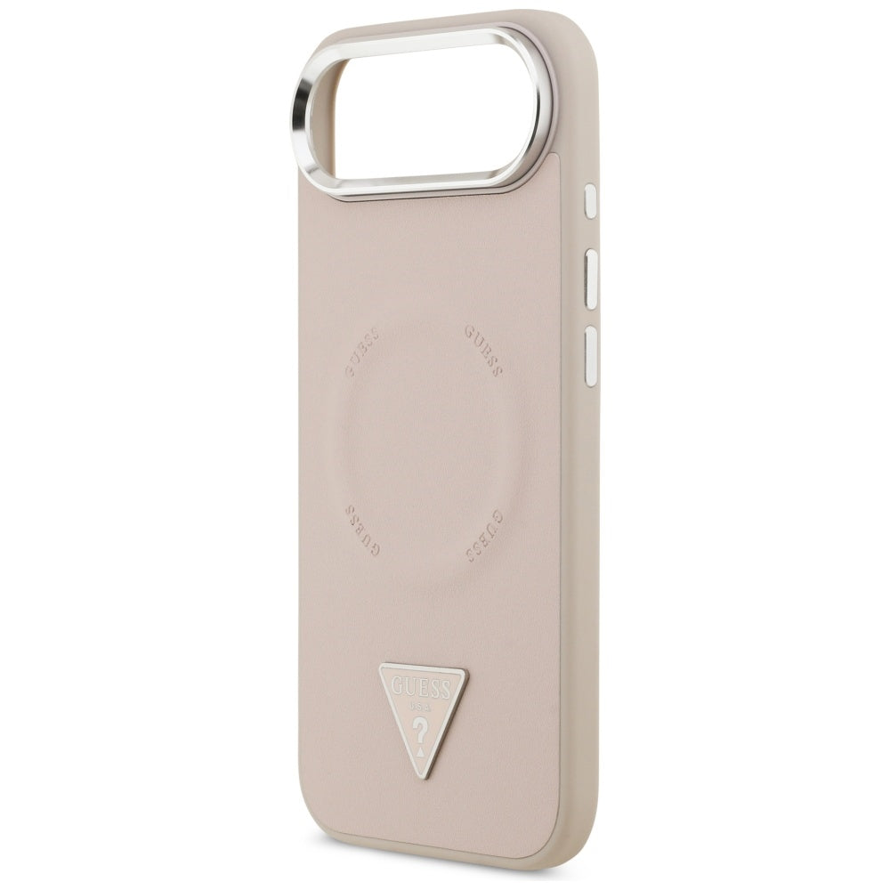 MagSafe hoesje voor Apple iPhone 17 Air, Guess, Triangle Logo, Roze Zilver