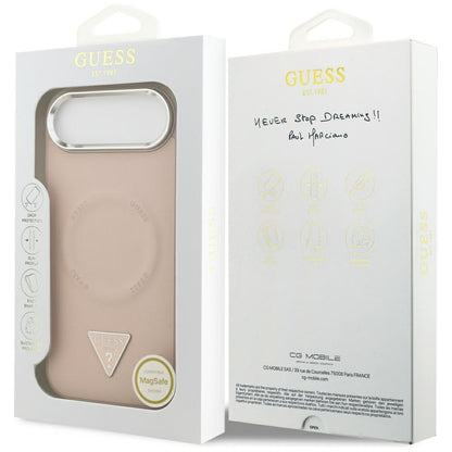 MagSafe hoesje voor Apple iPhone 17 Air, Guess, Triangle Logo, Roze Zilver