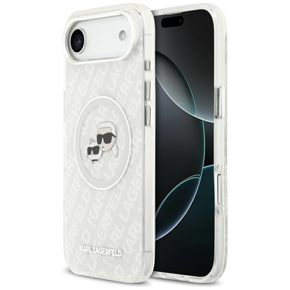MagSafe hoesje voor Apple iPhone 17 Air, Karl Lagerfeld, IML Glitter Karl & Choupette's Heads, Gri
