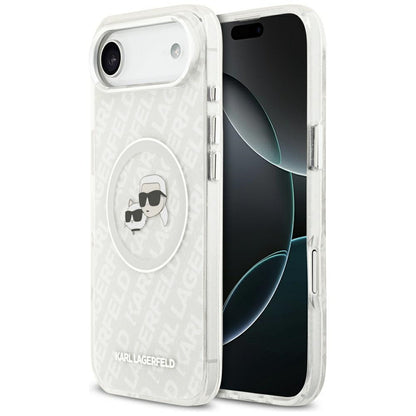 MagSafe hoesje voor Apple iPhone 17 Air, Karl Lagerfeld, IML Glitter Karl & Choupette's Heads, Gri