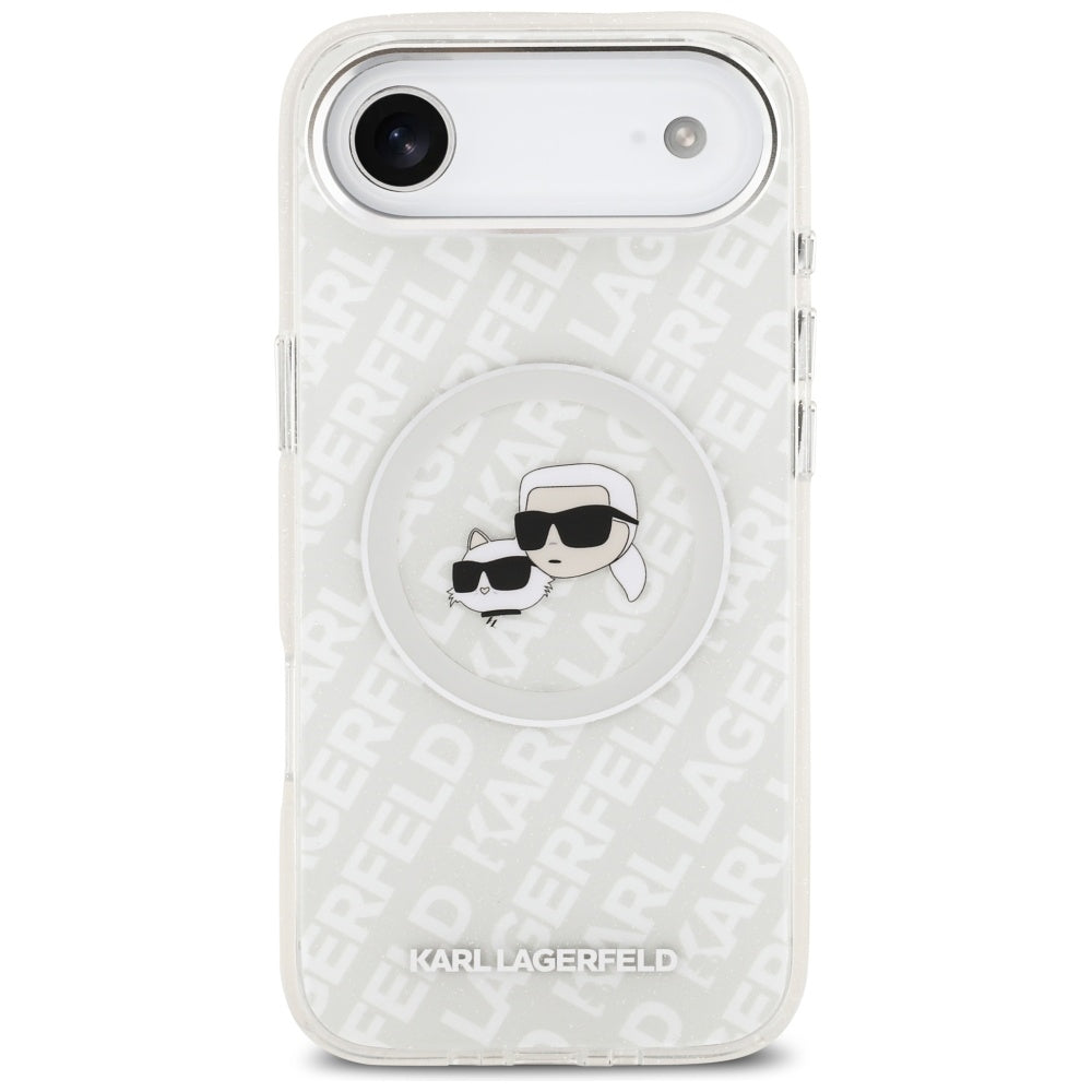 MagSafe hoesje voor Apple iPhone 17 Air, Karl Lagerfeld, IML Glitter Karl & Choupette's Heads, Gri