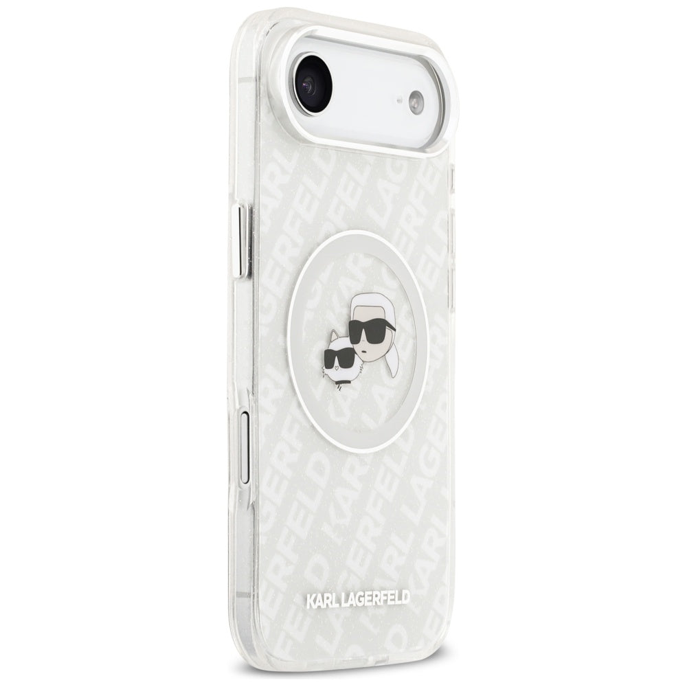 MagSafe hoesje voor Apple iPhone 17 Air, Karl Lagerfeld, IML Glitter Karl & Choupette's Heads, Gri