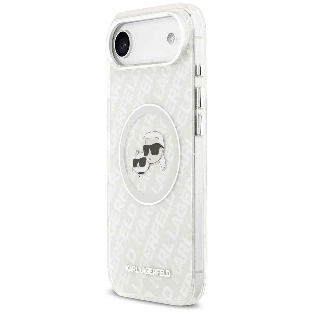 MagSafe hoesje voor Apple iPhone 17 Air, Karl Lagerfeld, IML Glitter Karl & Choupette's Heads, Gri