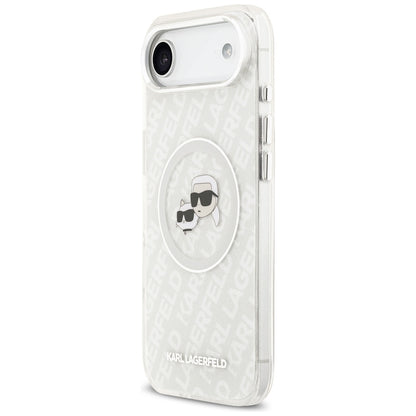MagSafe hoesje voor Apple iPhone 17 Air, Karl Lagerfeld, IML Glitter Karl & Choupette's Heads, Gri