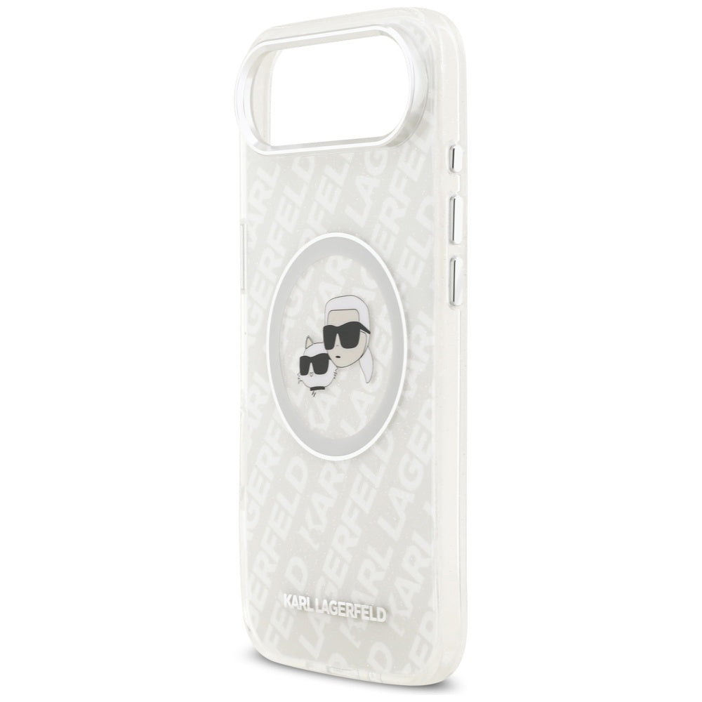 MagSafe hoesje voor Apple iPhone 17 Air, Karl Lagerfeld, IML Glitter Karl & Choupette's Heads, Gri