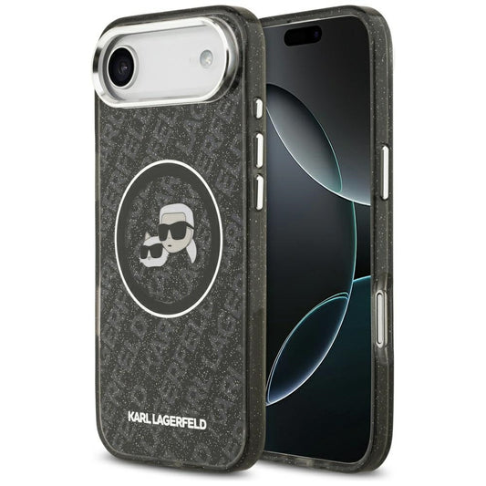 MagSafe hoesje voor Apple iPhone 17 Air, Karl Lagerfeld, IML Glitter Karl & Choupette's Heads, Zwart