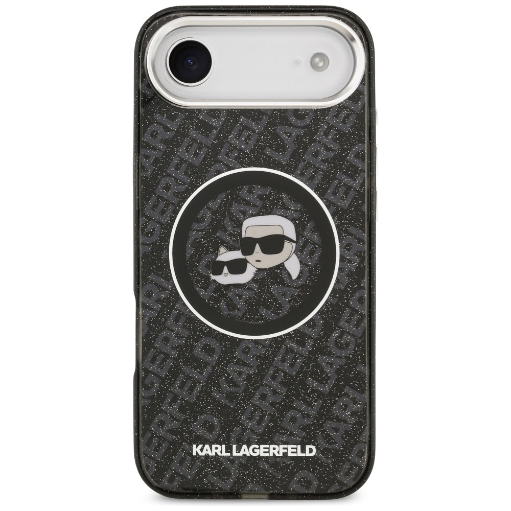 MagSafe hoesje voor Apple iPhone 17 Air, Karl Lagerfeld, IML Glitter Karl & Choupette's Heads, Zwart
