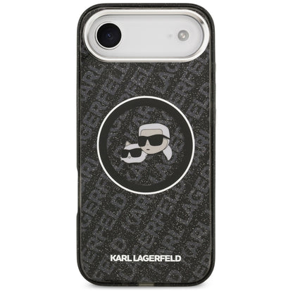 MagSafe hoesje voor Apple iPhone 17 Air, Karl Lagerfeld, IML Glitter Karl & Choupette's Heads, Zwart
