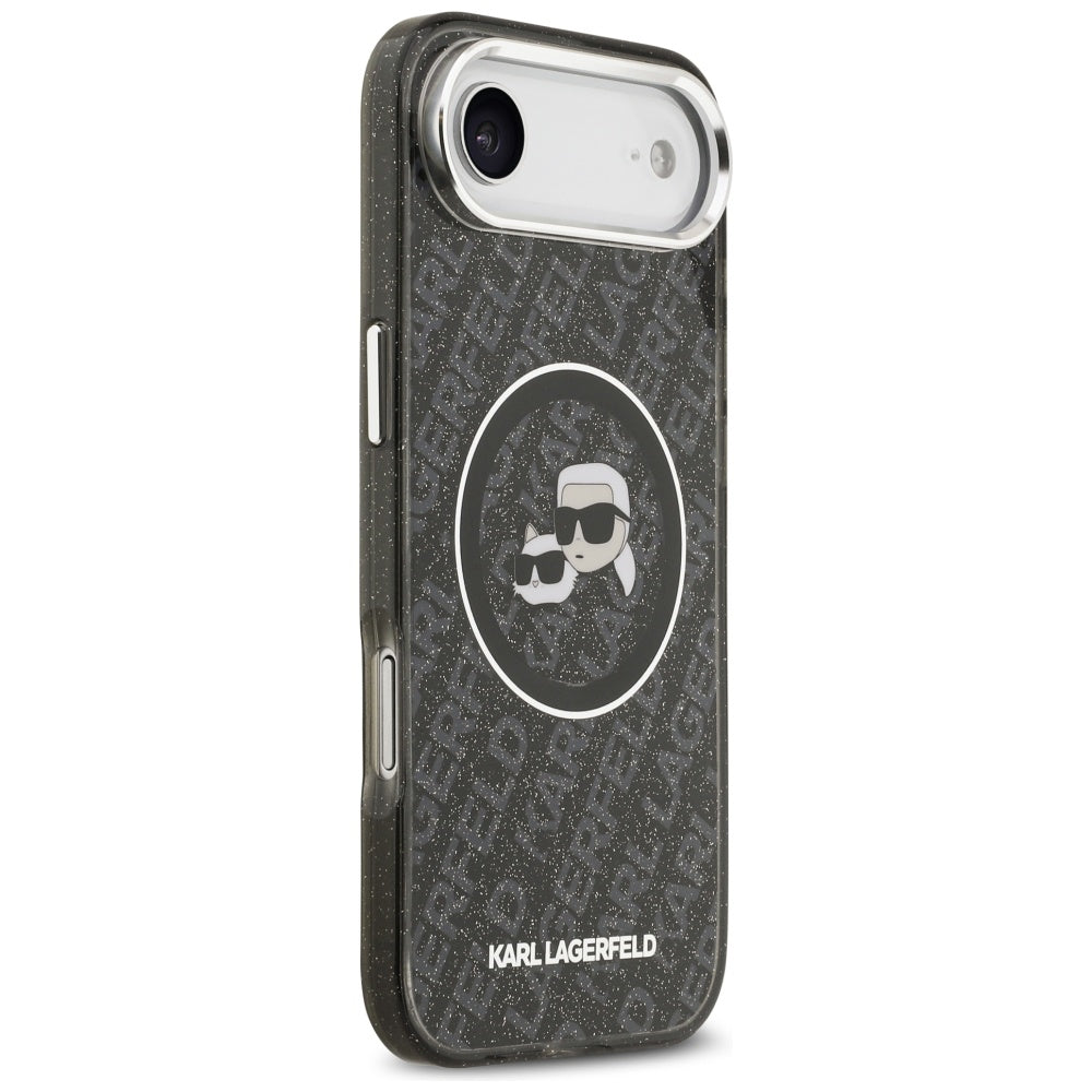 MagSafe hoesje voor Apple iPhone 17 Air, Karl Lagerfeld, IML Glitter Karl & Choupette's Heads, Zwart