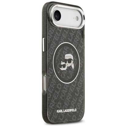 MagSafe hoesje voor Apple iPhone 17 Air, Karl Lagerfeld, IML Glitter Karl & Choupette's Heads, Zwart