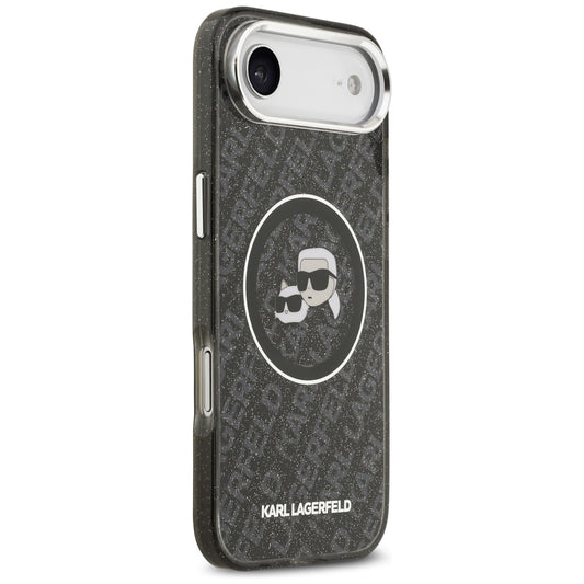 MagSafe hoesje voor Apple iPhone 17 Air, Karl Lagerfeld, IML Glitter Karl & Choupette's Heads, Zwart