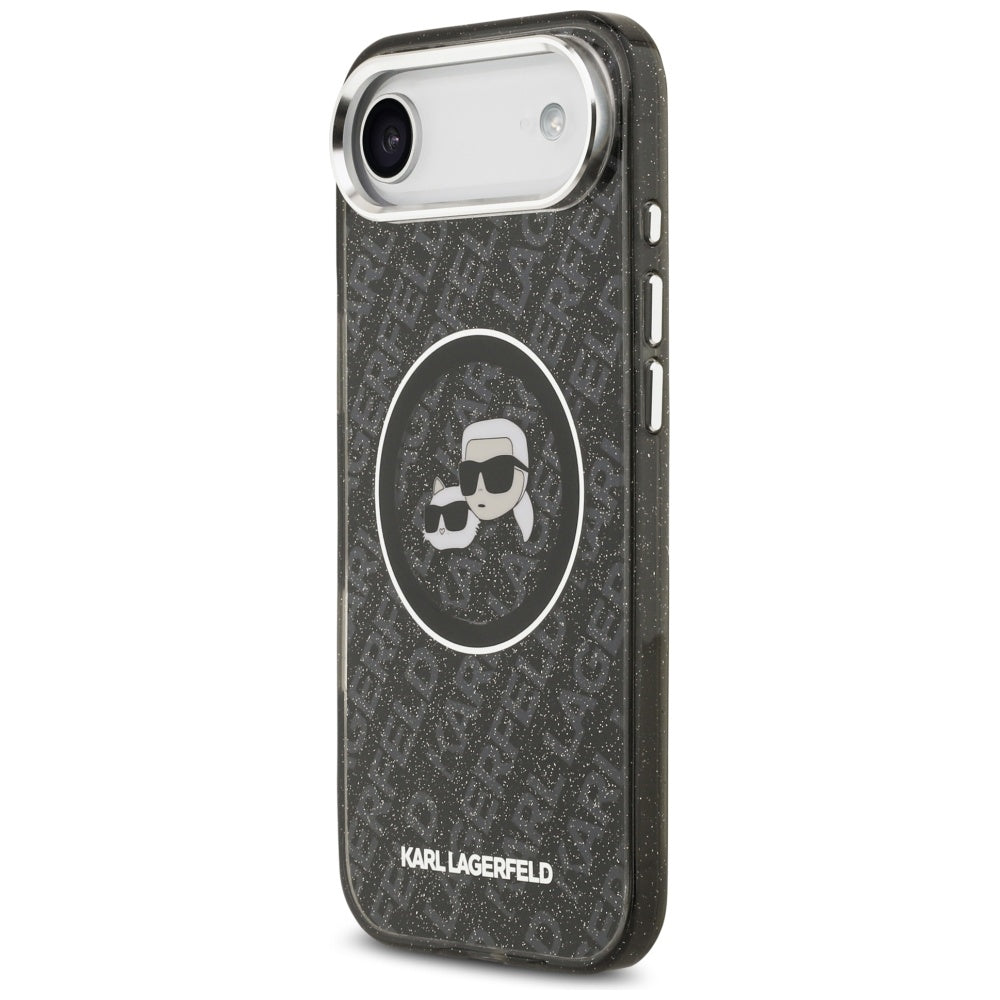MagSafe hoesje voor Apple iPhone 17 Air, Karl Lagerfeld, IML Glitter Karl & Choupette's Heads, Zwart