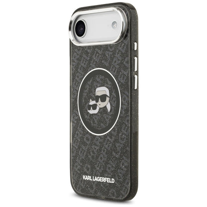 MagSafe hoesje voor Apple iPhone 17 Air, Karl Lagerfeld, IML Glitter Karl & Choupette's Heads, Zwart