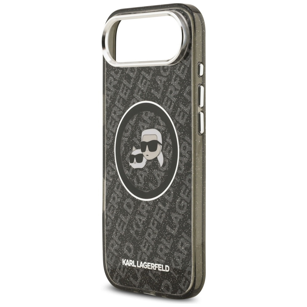 MagSafe hoesje voor Apple iPhone 17 Air, Karl Lagerfeld, IML Glitter Karl & Choupette's Heads, Zwart