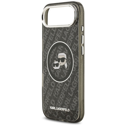 MagSafe hoesje voor Apple iPhone 17 Air, Karl Lagerfeld, IML Glitter Karl & Choupette's Heads, Zwart