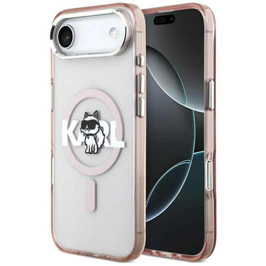 MagSafe hoesje voor Apple iPhone 17 Air, Karl Lagerfeld, IML Sketch Logo Choupette, Roze