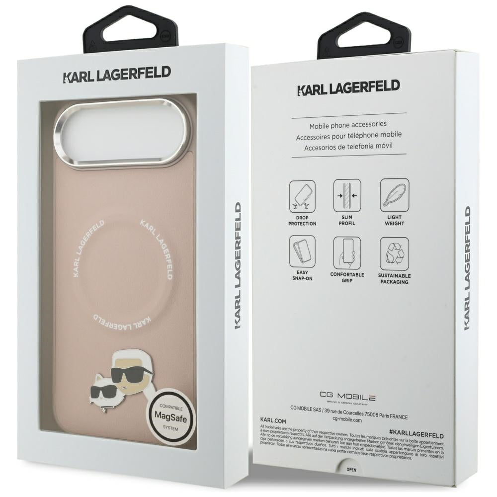 MagSafe hoesje voor Apple iPhone 17 Air, Karl Lagerfeld, Karl & Choupette Pins, Roze