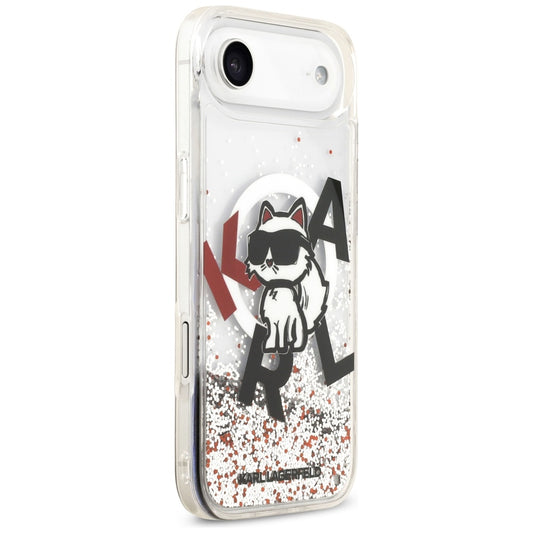 MagSafe hoesje voor Apple iPhone 17 Air, Karl Lagerfeld, Liquid Glitter Choupette Logo, Transparant