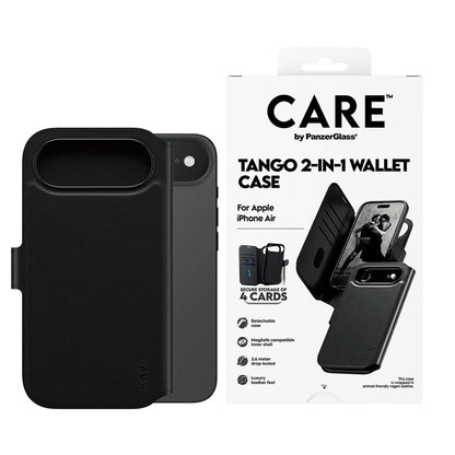 MagSafe hoesje voor Apple iPhone 17 Air, PanzerGlass, Care Feature Tango Two-in-One, Zwart
