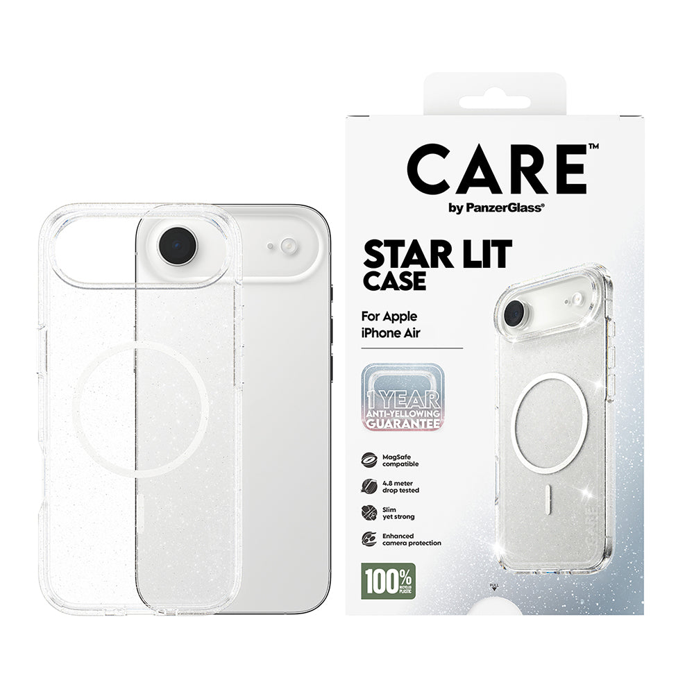 MagSafe hoesje voor Apple iPhone 17 Air, PanzerGlass, Care Urban Explorer Star Lit, Transparant Wit