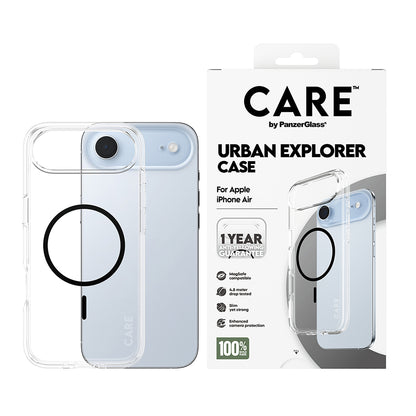 MagSafe hoesje voor Apple iPhone 17 Air, PanzerGlass, Care Urban Explorer, Zwart Transparant